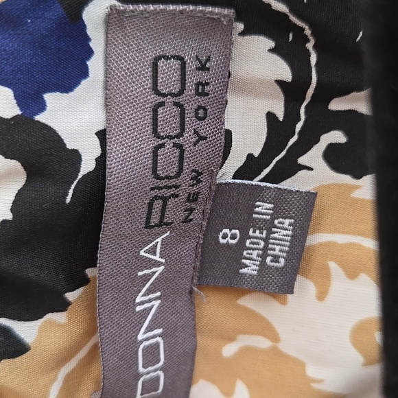 Donna Ricco New York | Elegant Beige Brown Dress Black Accents - Picture 6 of 7